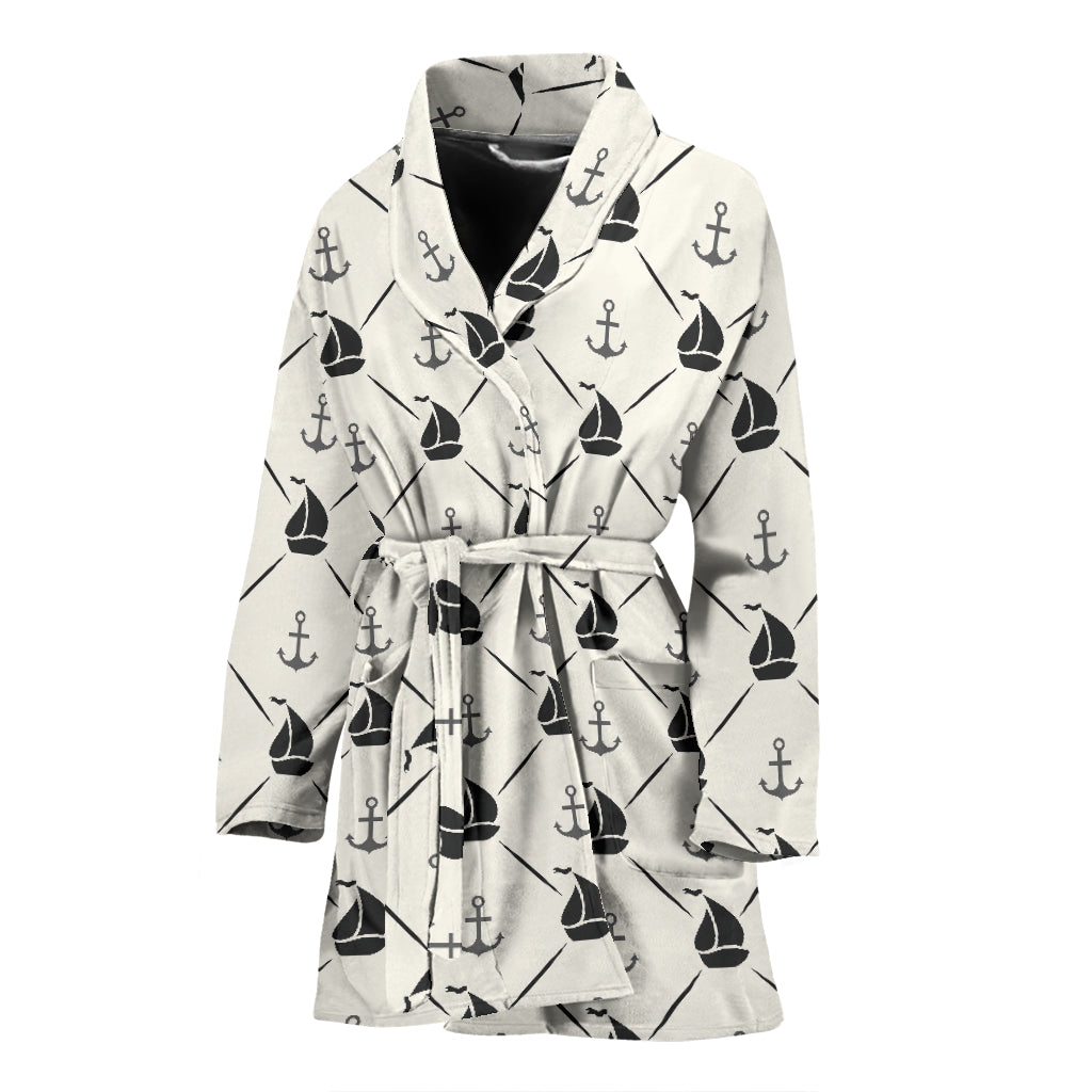 Sailboat Print Design LKS302 Women Bathrobe