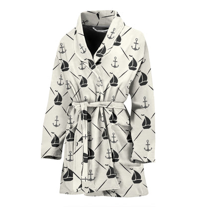 Sailboat Print Design LKS302 Women Bathrobe