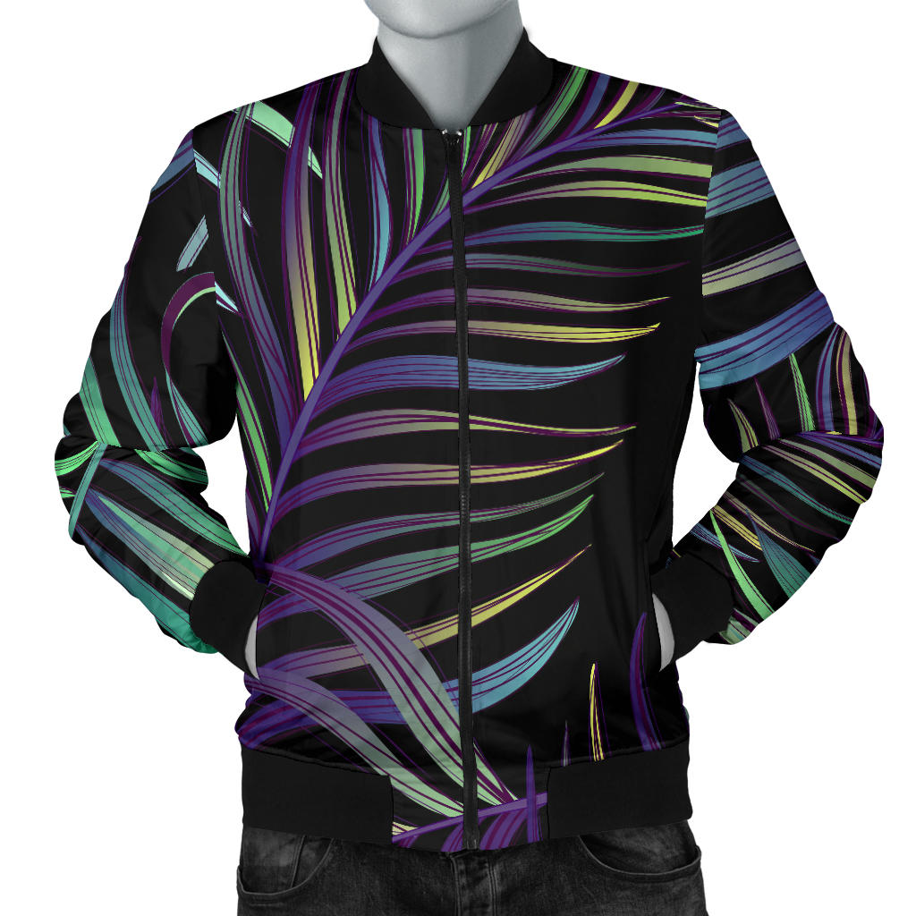 Tropical Palm Leaves Pattern Brightness Men Bomber Jacket