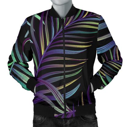 Tropical Palm Leaves Pattern Brightness Men Bomber Jacket
