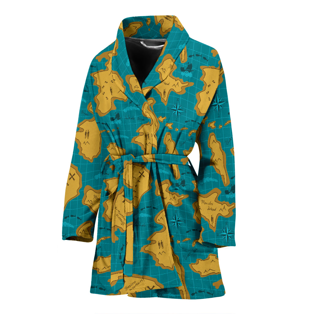 World Map Print Design LKS301 Women Bathrobe