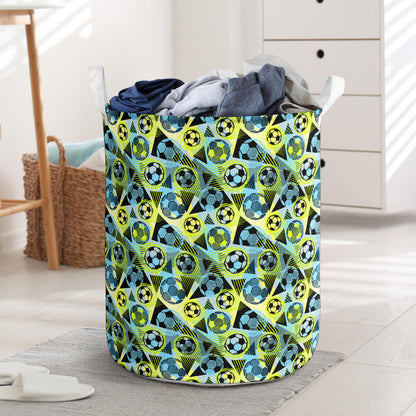 Soccer Ball Themed Print Design Laundry Basket