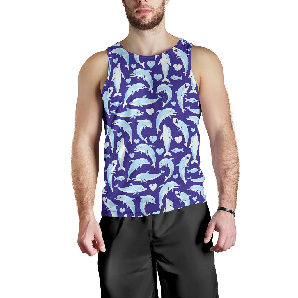 Dolphin Smile Print Pattern Men Tank Top