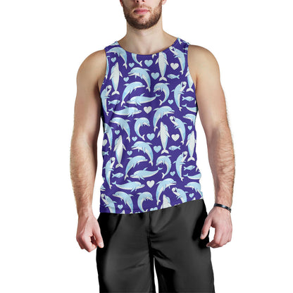 Dolphin Smile Print Pattern Men Tank Top