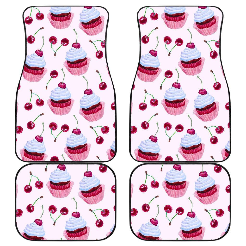 Cherry Cupcake Pink Pattern Car Floor Mats Front Back
