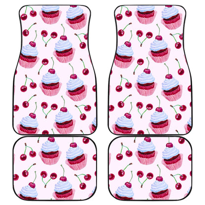 Cherry Cupcake Pink Pattern Car Floor Mats Front Back