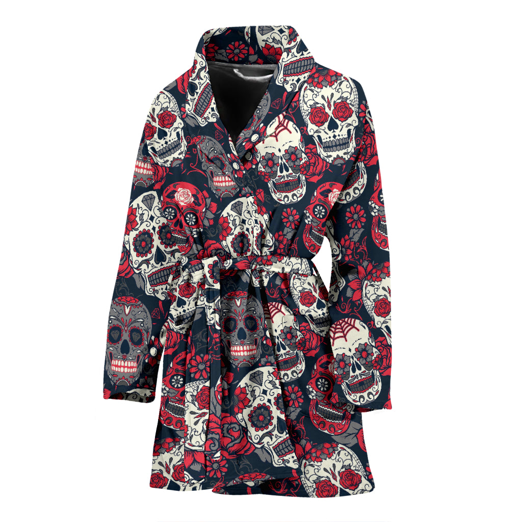 Sugar Skull Print Design LKS303 Women Bathrobe
