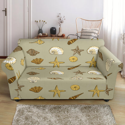 Seashell Beach Print Design LKS303 Loveseat Couch Slipcover