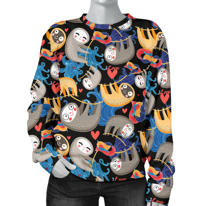 Sloth Cartoon Design Themed Print Women Long Sleeve Sweatshirt