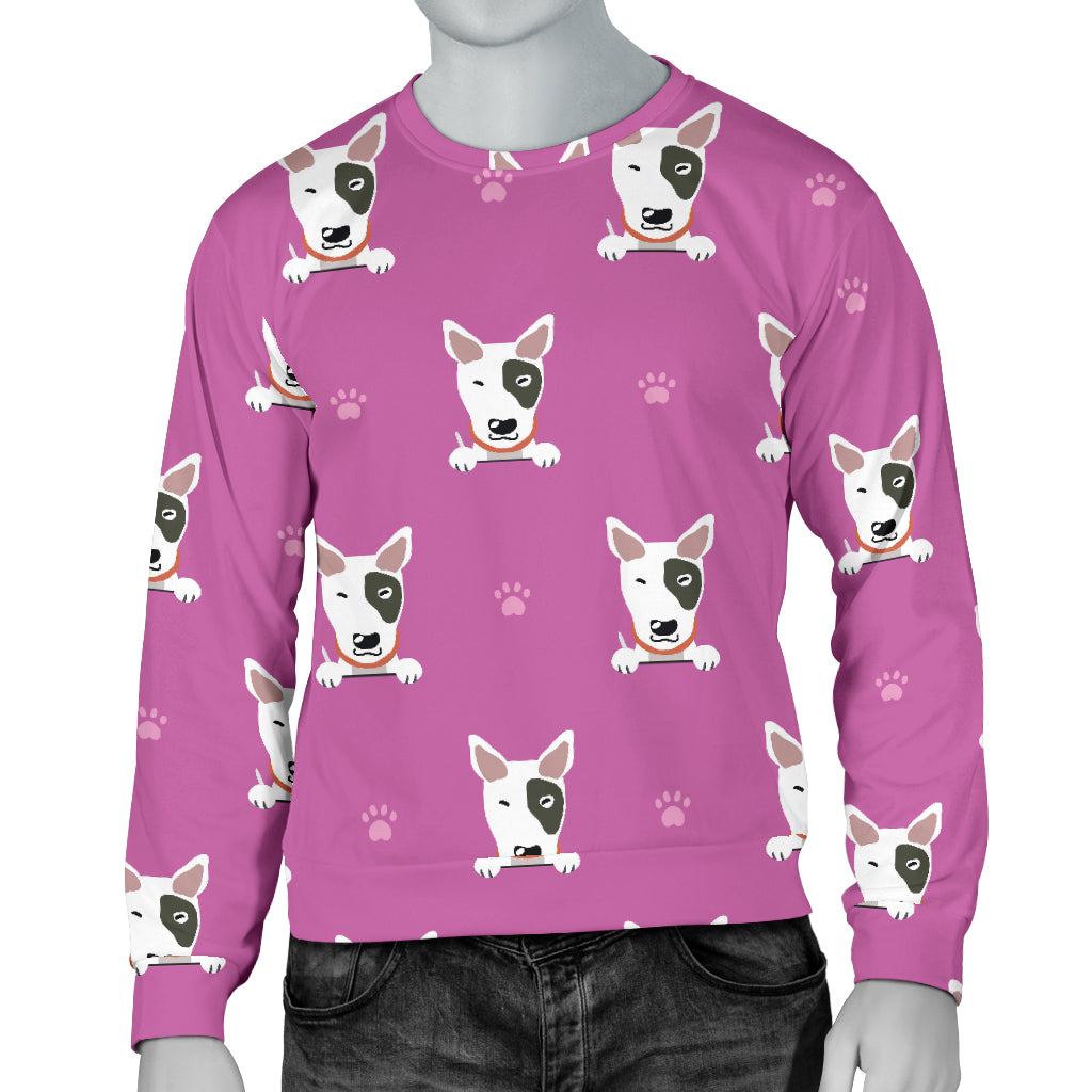 Bull Terrier Happy Print Pattern Men Long Sleeve Sweatshirt