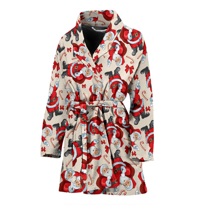 Santa Christmas Themed Print Design LKS302 Women Bathrobe