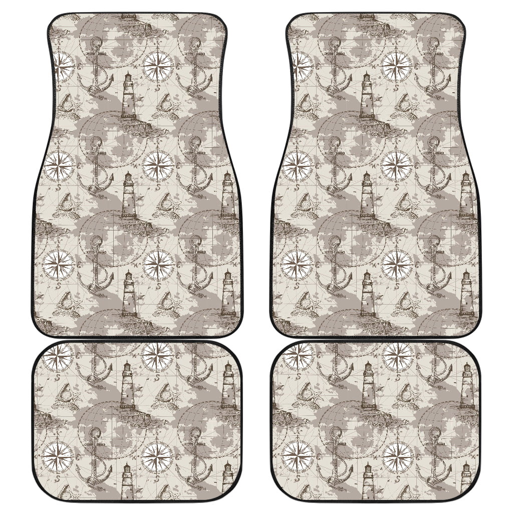 Nautical Map Design Themed Print Car Floor Mats Front Back