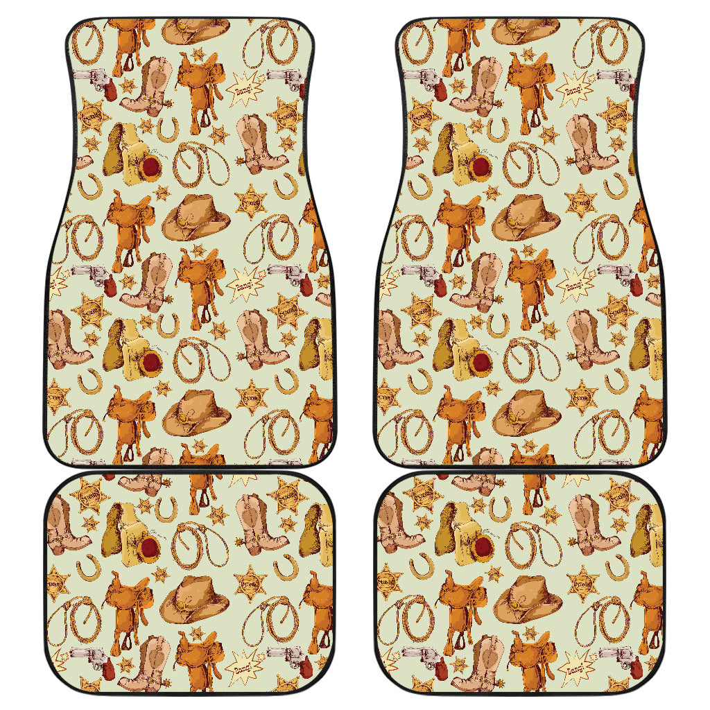 Western Cowboy Design Pattern Car Floor Mats Front Back