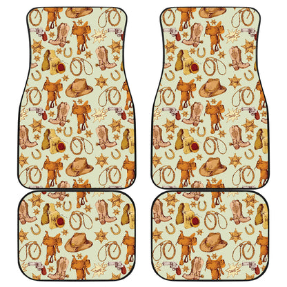 Western Cowboy Design Pattern Car Floor Mats Front Back