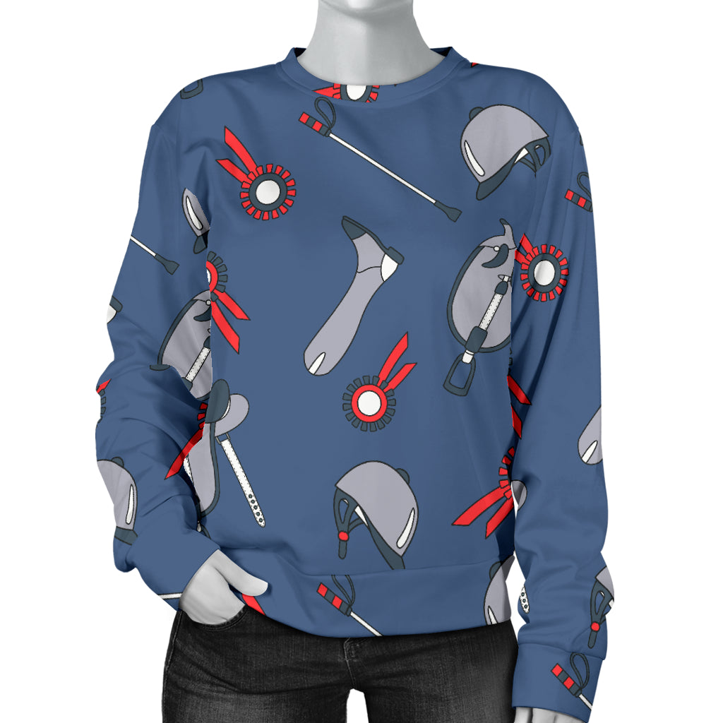 Equestrian Equipment Background Women Long Sleeve Sweatshirt