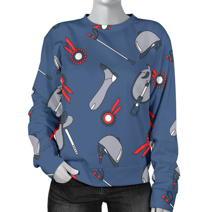 Equestrian Equipment Background Women Long Sleeve Sweatshirt
