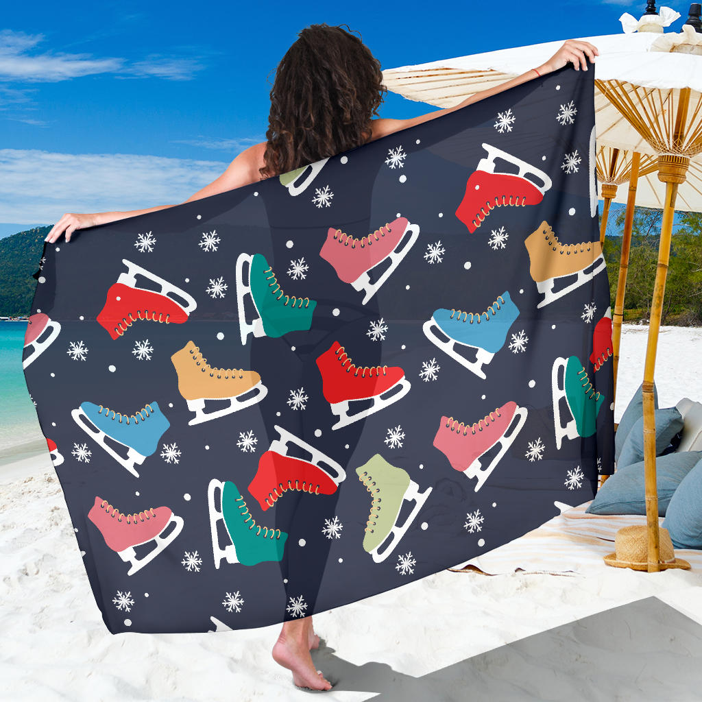 Ice Skate Pattern Print Design 04 Sarong Pareo Wrap