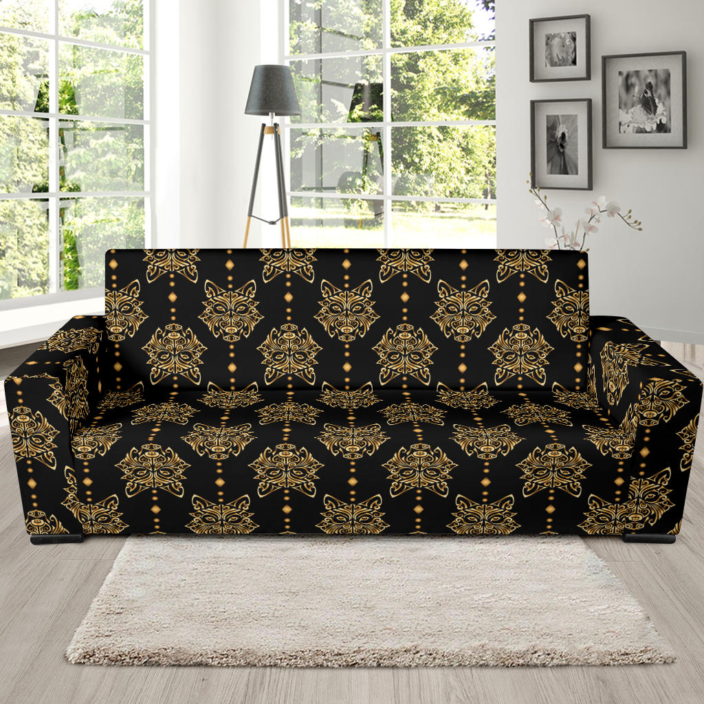 Aztec Wolf Pattern Print Design 04 Sofa Slipcover