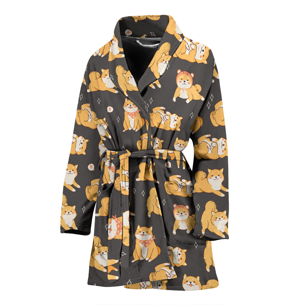 Shiba Inu Print Design LKS309 Women Bathrobe