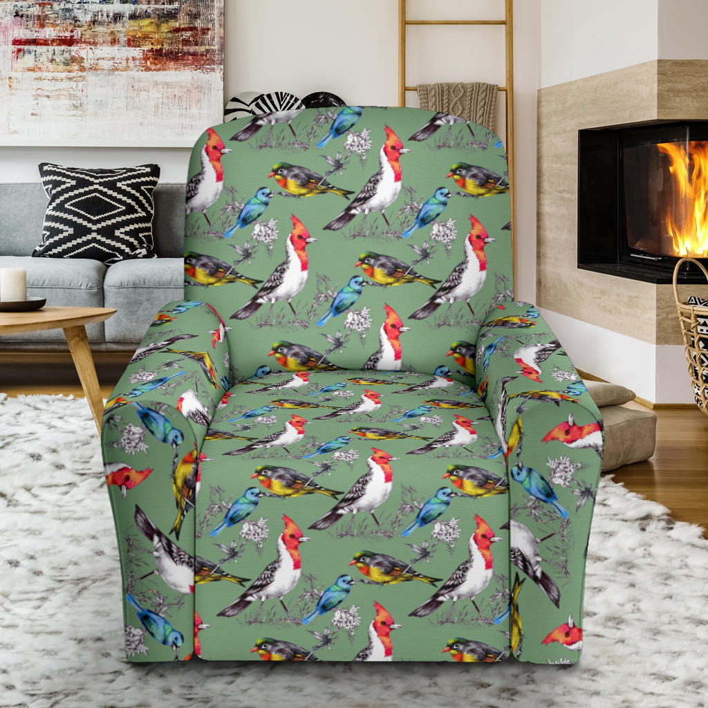 Birds Pattern Print Design 07 Recliner Slipcover with Pocket