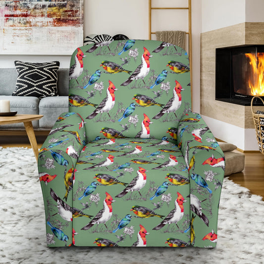 Birds Pattern Print Design 07 Recliner Slipcover with Pocket