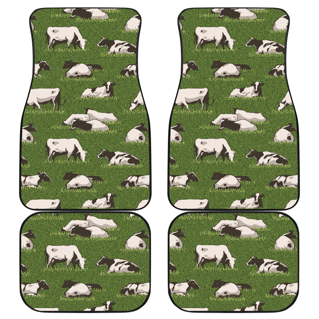 Cow on Grass Print Pattern Car Floor Mats Front Back