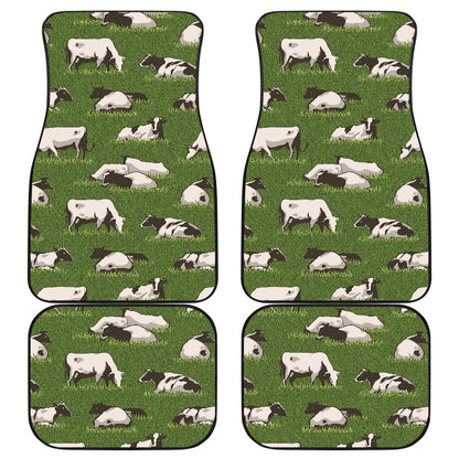 Cow on Grass Print Pattern Car Floor Mats Front Back