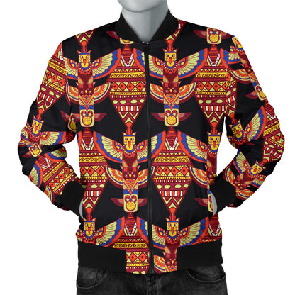 Totem Pole Print Men Bomber Jacket