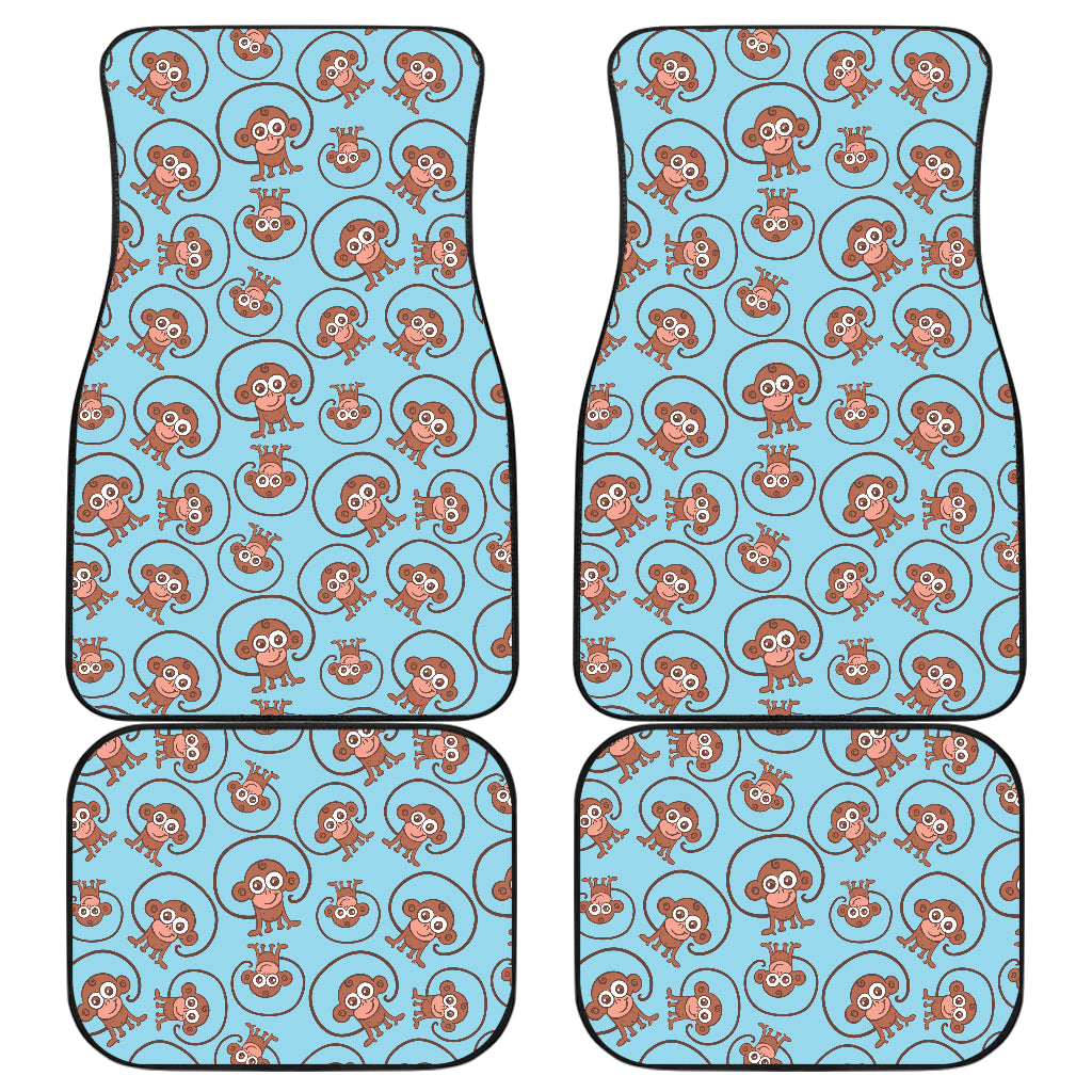 Monkey Cute Design Themed Print Car Floor Mats Front Back