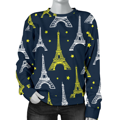 Eiffel Tower Star Print Women Long Sleeve Sweatshirt