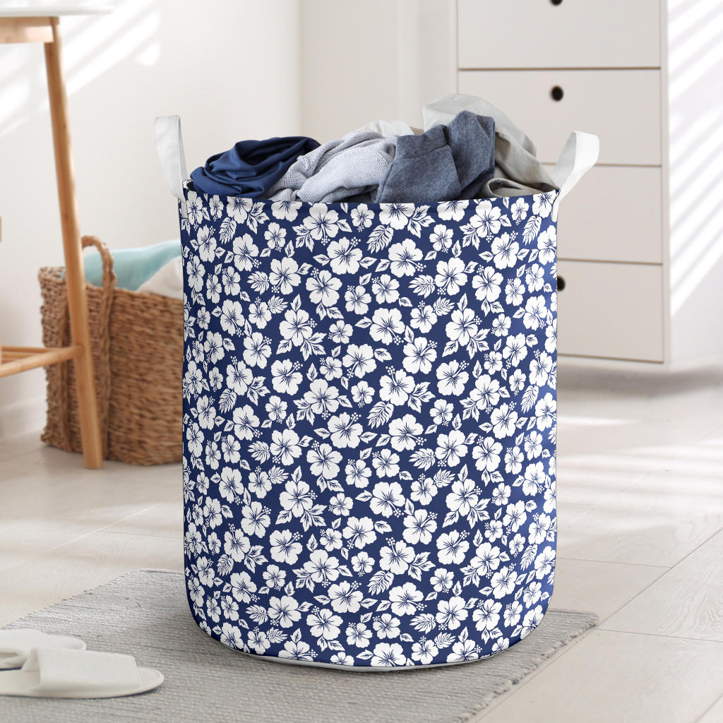 Hibiscus Blue Hawaiian Flower Style Laundry Basket