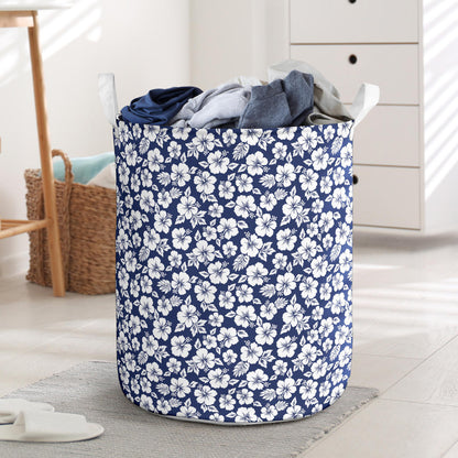Hibiscus Blue Hawaiian Flower Style Laundry Basket