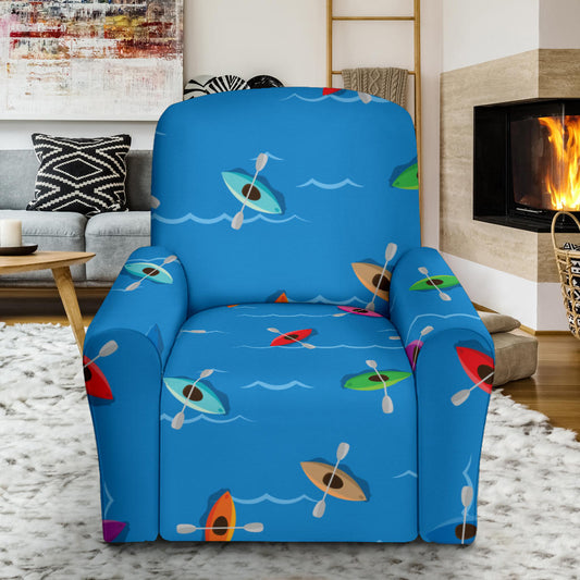 Kayak Pattern Print Design 03 Recliner Slipcover with Pocket