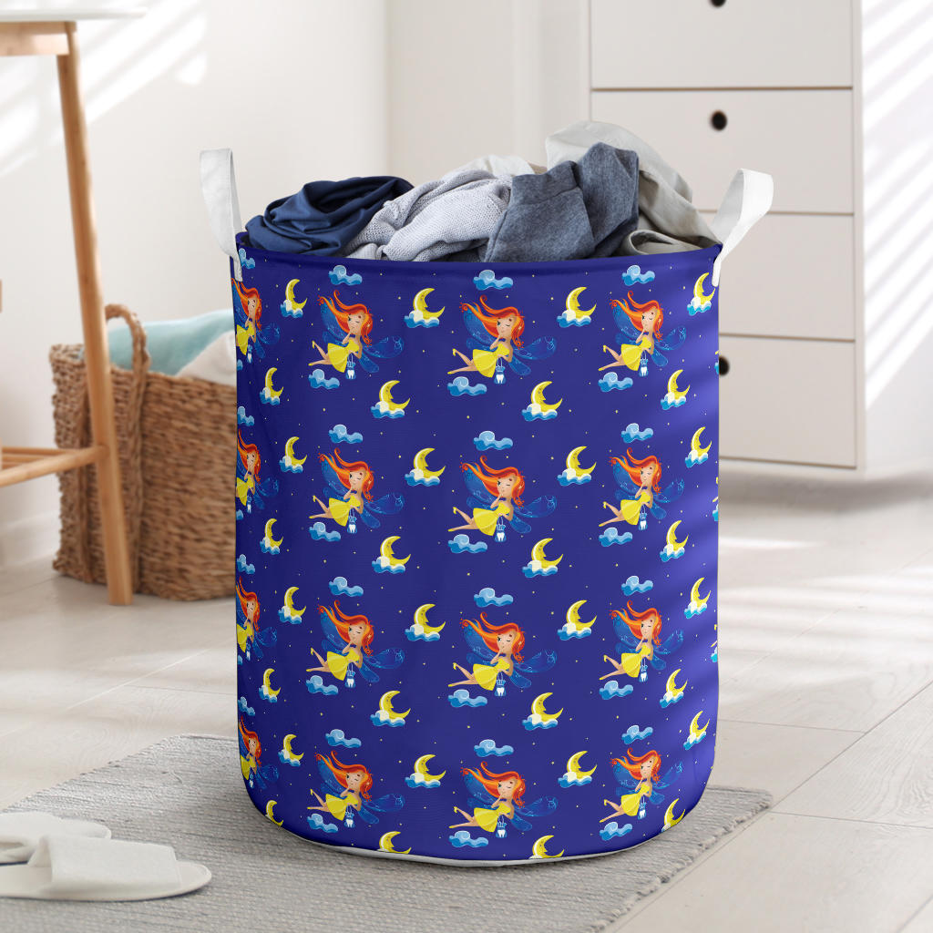 Fairy with Moon Print Pattern Laundry Basket