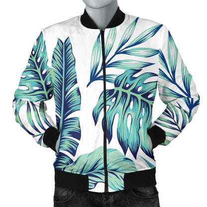Pattern Tropical Palm Leaves Men Bomber Jacket