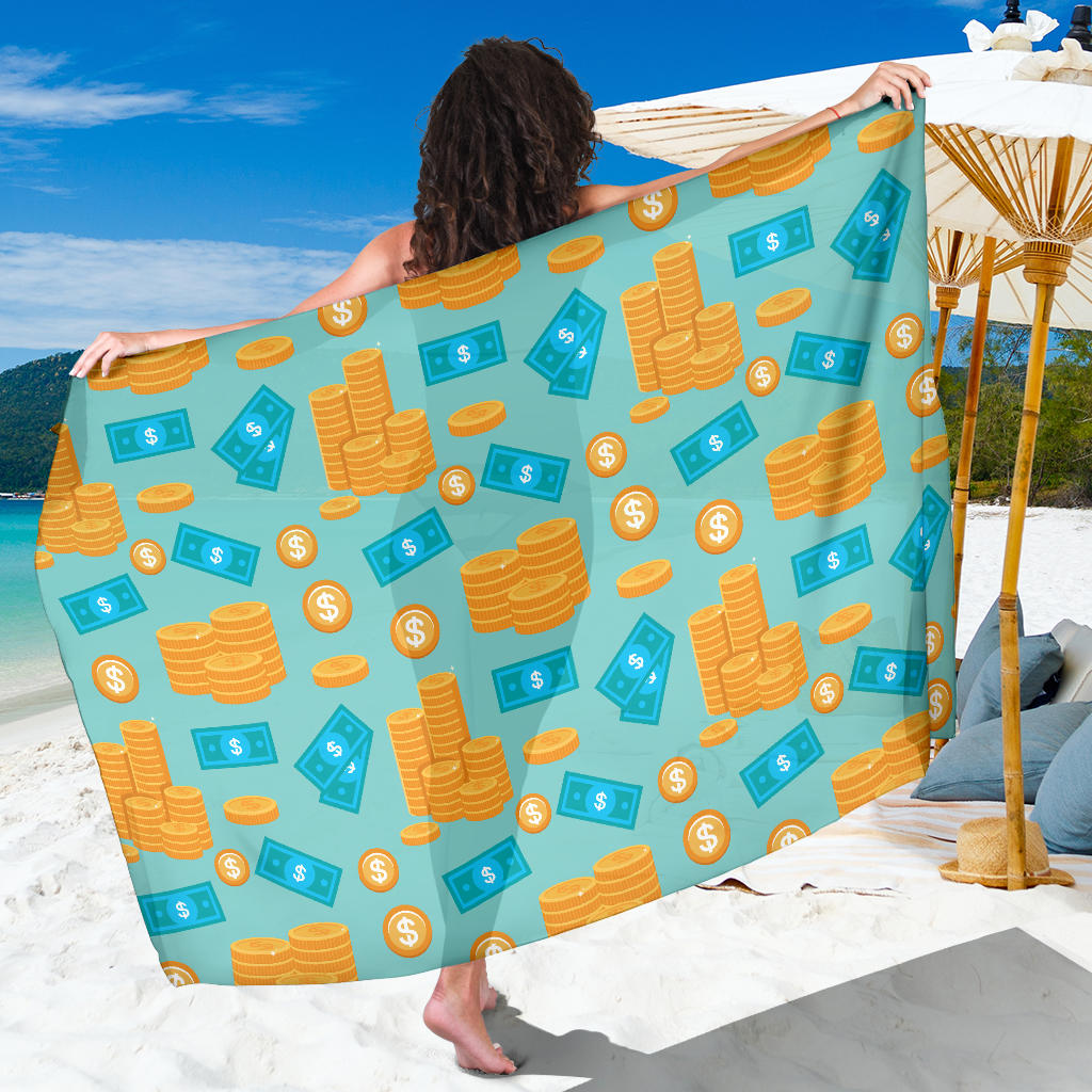Money Pattern Print Design 03 Sarong Pareo Wrap