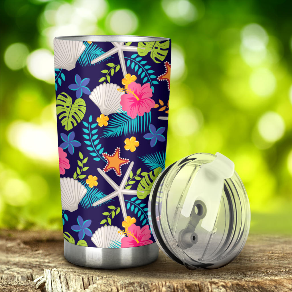 Beach Seashell Floral Theme Tumbler