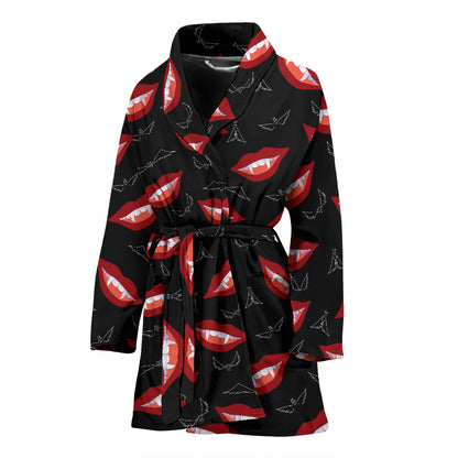 Vampire Lips Print Design LKS301 Women Bathrobe