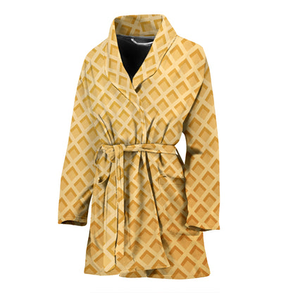Waffle Texture Print Design LKS302 Women Bathrobe