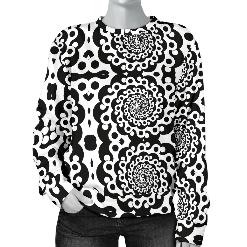 Yin Yang Spiral Design Print Women Long Sleeve Sweatshirt