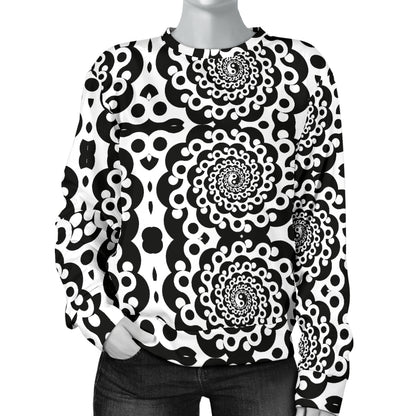 Yin Yang Spiral Design Print Women Long Sleeve Sweatshirt
