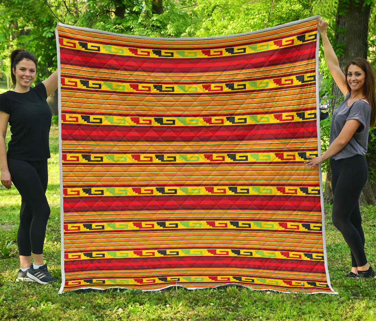 Mexican Blanket Ornament Print Pattern Quilt Bedspread