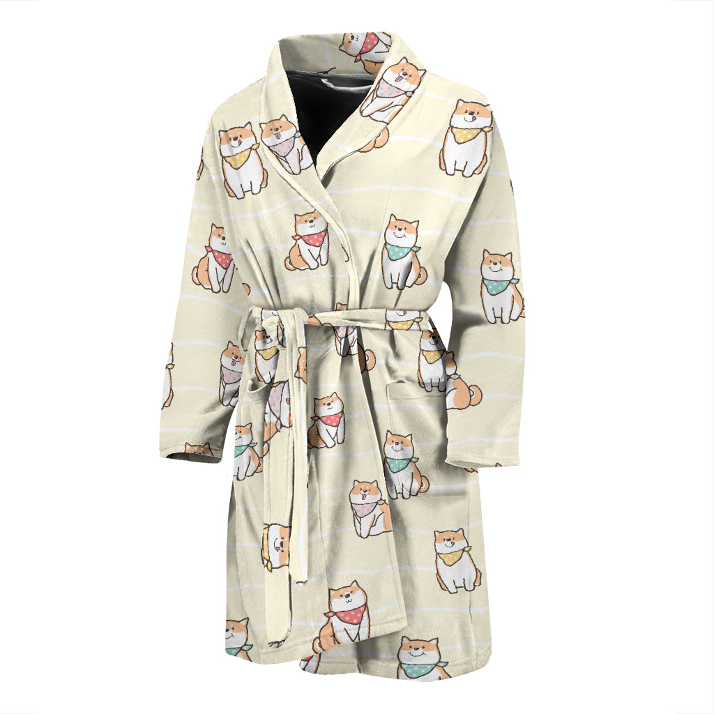 Shiba Inu Print Design LKS306 Men Bathrobe