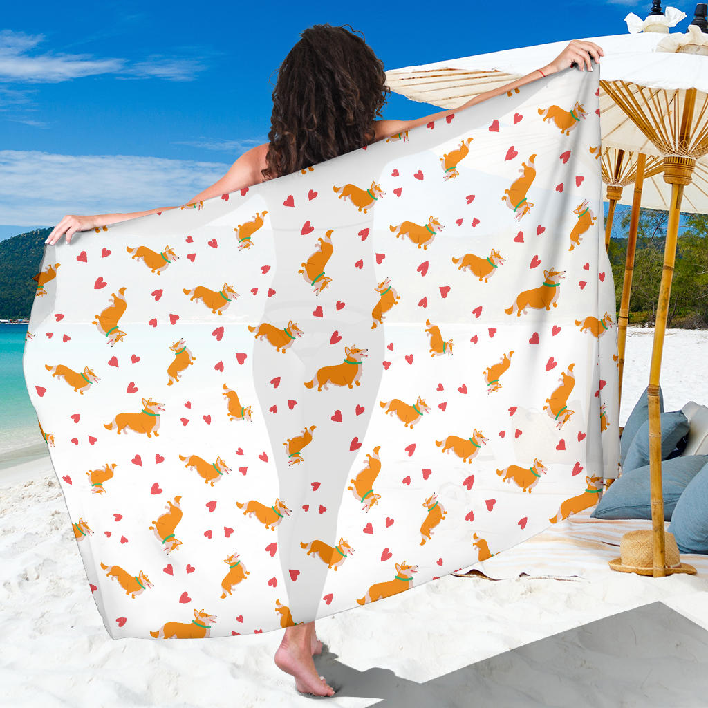 Cardigan Welsh Corgis Pattern Print Design 04 Sarong Pareo Wrap