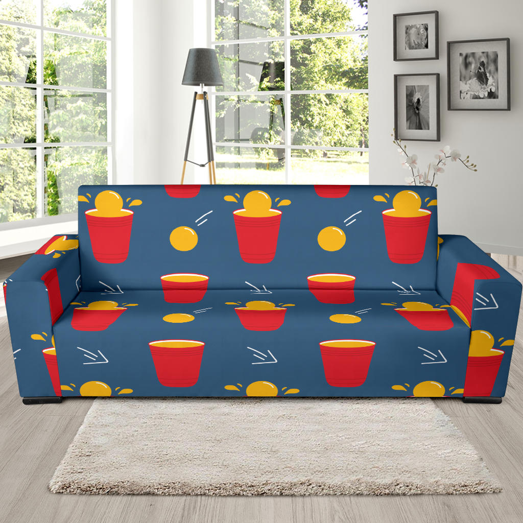 Beer Pong Pattern Print Design 02 Sofa Slipcover