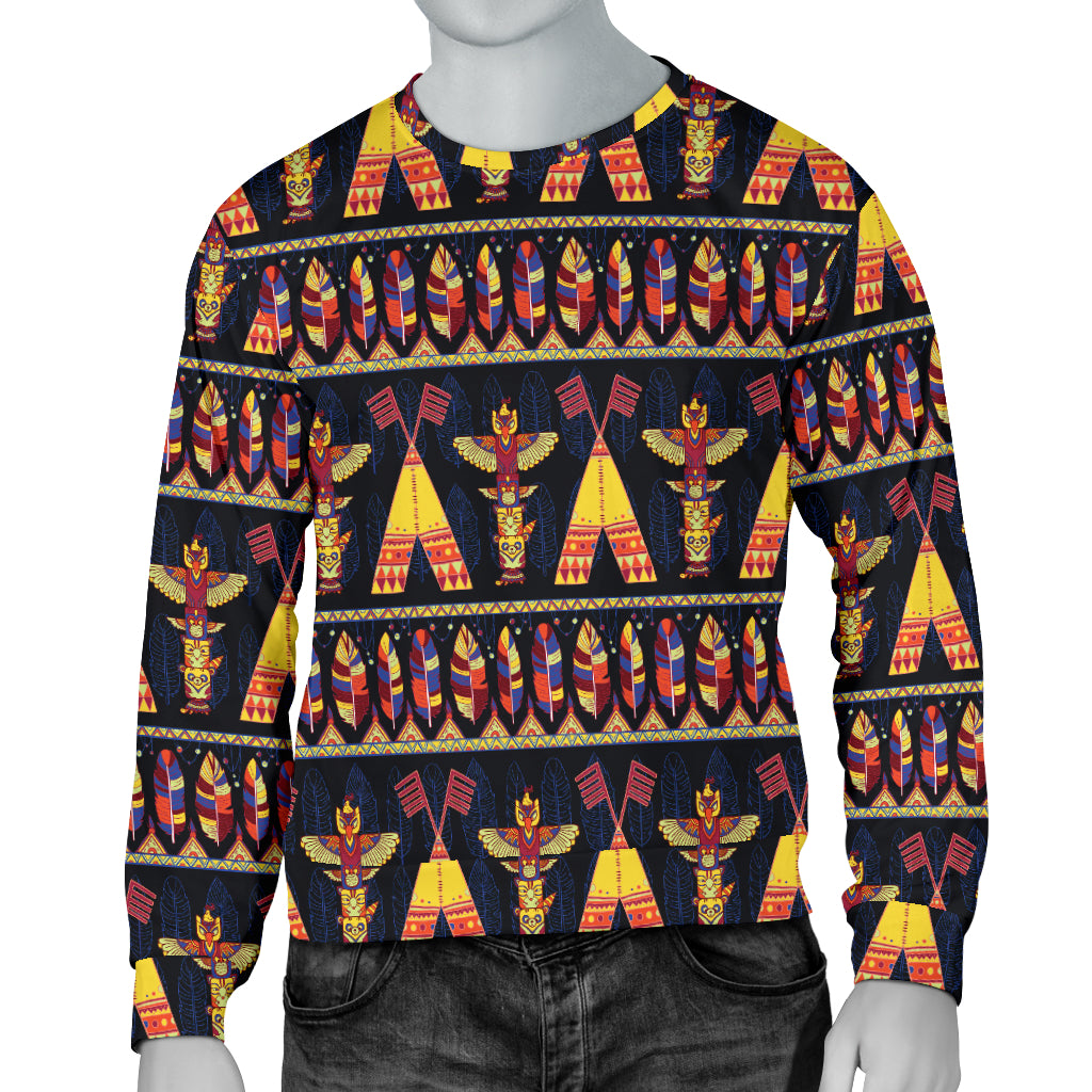 Totem Pole Design Men Long Sleeve Sweatshirt