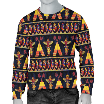 Totem Pole Design Men Long Sleeve Sweatshirt