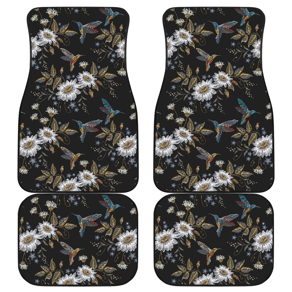 Hummingbird with Embroidery Themed Print Car Floor Mats Front Back