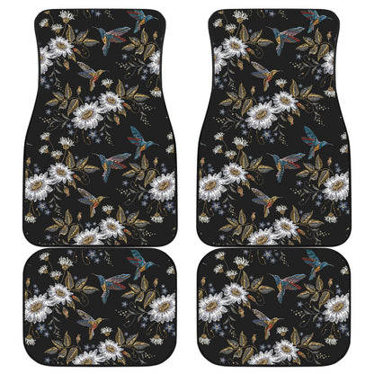 Hummingbird with Embroidery Themed Print Car Floor Mats Front Back