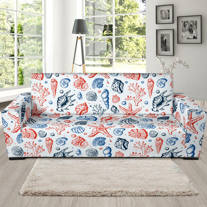Seashell Print Design LKS307 Sofa Slipcover